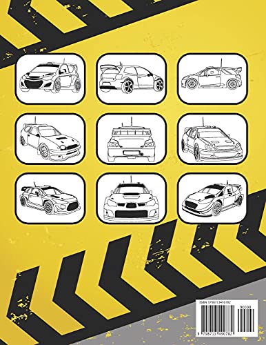 Rally Cars Coloring Book: Sport Speed Car Outline Pictures Background Designs 2021