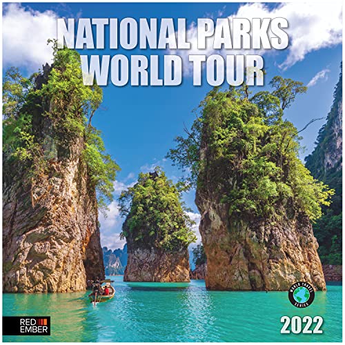 RED EMBER National Parks World Tour 2022 - Calendario de pared colgante (30,5 x 60 cm, papel grueso y resistente, regalable)