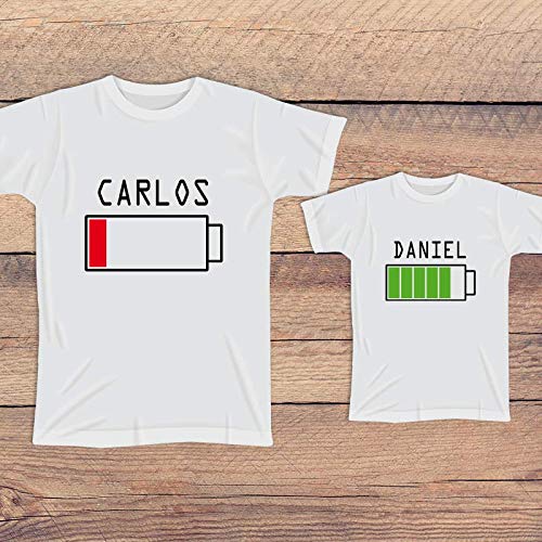 Regalo Personalizado para Padres e Hijos: Pack de Camisetas o Camiseta + Body ‘Cargando’ Personalizadas con Sus Nombres
