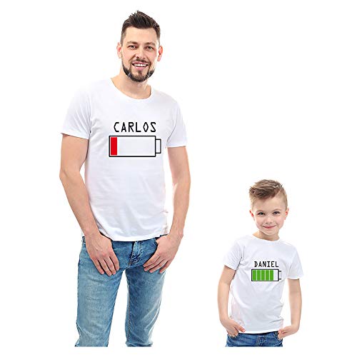 Regalo Personalizado para Padres e Hijos: Pack de Camisetas o Camiseta + Body ‘Cargando’ Personalizadas con Sus Nombres