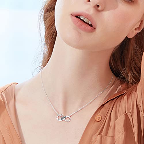 REIOT 925 Collar personalizado de plata esterlina Pulsera Joyas Infinito Amor Conjunto de joyas Oro blanco Diamante Collar de mujer Regalos de San Valentín para niñas