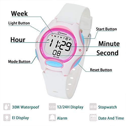 Reloj Digital para Niños Niña,Chicos Chicas Impermeabl Deportes al Aire Libre LED Multifuncionales Relojes de Pulsera con Alarma para Niños,Niñas