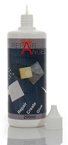 Repair Angel - Pegamento para textil lavable a máquina, transparente, para tejidos, cuero, vaqueros, cuero, 200 ml