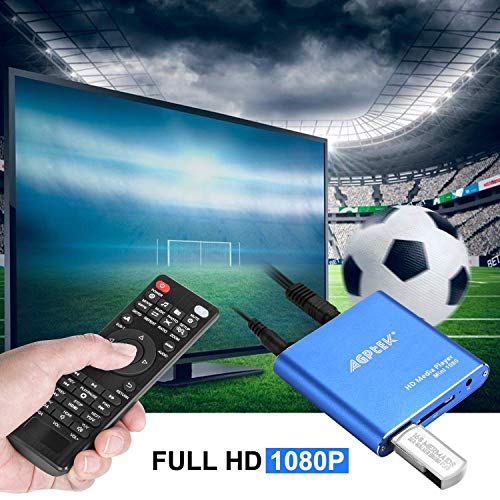 Reproductor Multimedia para TV,AGPTEK Mini Media Player HDMI con Control Remoto Soporta Unidad Flash USB Tarjeta SD/ SDHC Disco Duro Externo de 2TB para MKV / RM/ MP4 / AVI etc (Azul)