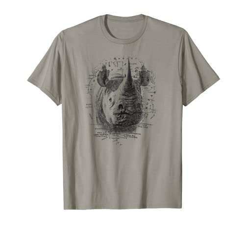Retrato de rinoceronte negro en el tema de Safari de mapa de Camiseta