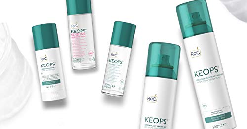 RoC - KEOPS Desodorante Roll-On Piel Sensible - Antitranspirante - Eficacia 24 Horas - Sin Alcohol y Sin Fragancia - 30 ml