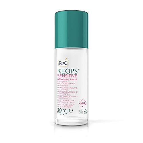 RoC - KEOPS Desodorante Roll-On Piel Sensible - Antitranspirante - Eficacia 24 Horas - Sin Alcohol y Sin Fragancia - 30 ml