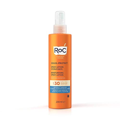 RoC - Loción en Spray Hidratante Soleil-Protect SPF 30 - Protector Solar no Graso - Alta Protección - Resistente al Agua - 200 ml