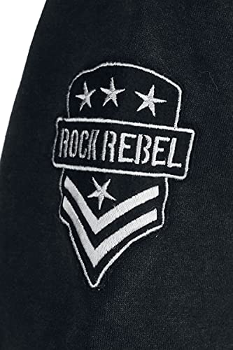 Rock Rebel by EMP Chaqueta con Capucha Negra/Gris con Estampado Trasero Hombre Capucha con Cremallera Negro M