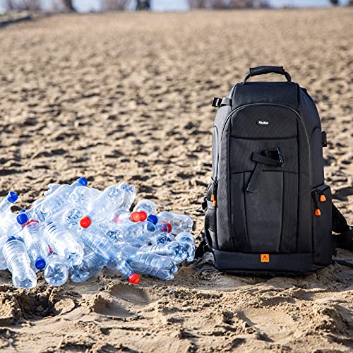 Rollei Fotoliner Ocean L - Mochila para cámara (36 botellas de PET recicladas, incluye funda para la lluvia, apta para equipaje de mano, color negro