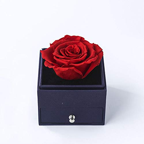 Rosa Eterna Roja en Caja joyería - Flores San Valentín - Flores preservadas Pedida de Mano, Bodas de Oro, Aniversario Pareja, Pedida de Matrimonio