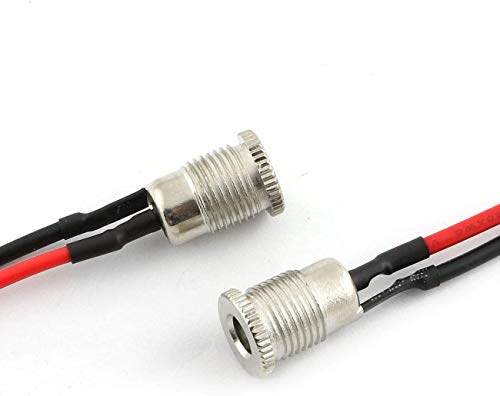 RUNCCI-YUN 6 Pairs DC Power Pigtail Cable+Conectores CC Macho de 2,1 mm x 5,5 mm, Adaptador de Conector Hembra de Montaje en Panel