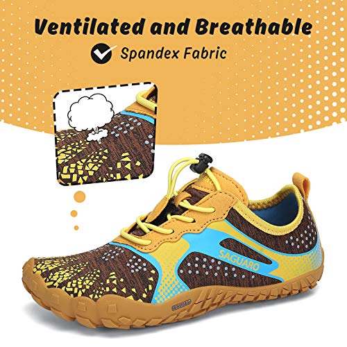 SAGUARO Niño Niña Transpirable Zapatillas de Minimalista de Barefoot Antideslizante Trail Running, Amarillo,Gr.26
