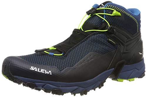Salewa MS Ultra Flex Mid Gore-TEX, Zapatillas para carrera de senderos Hombre, Azul (Poseidon/Fluo Yellow), 46.5 EU