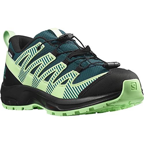 Salomon XA Pro V8 Climasalomon Waterproof (impermeable) unisex-niños Zapatos de trail running, Verde (Deep Teal/Black/Patina Green), 32 EU