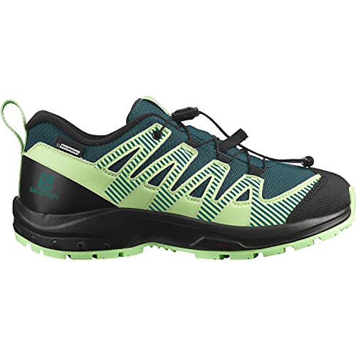 Salomon XA Pro V8 Climasalomon Waterproof (impermeable) unisex-niños Zapatos de trail running, Verde (Deep Teal/Black/Patina Green), 32 EU