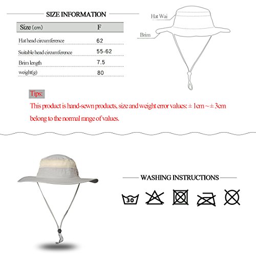 Saoirse.Hats Sombrero de verano para hombre, protección UV, sombrero de pescador unisex, plegable, transpirable, para adultos, talla 60, color gris claro, tamaño M