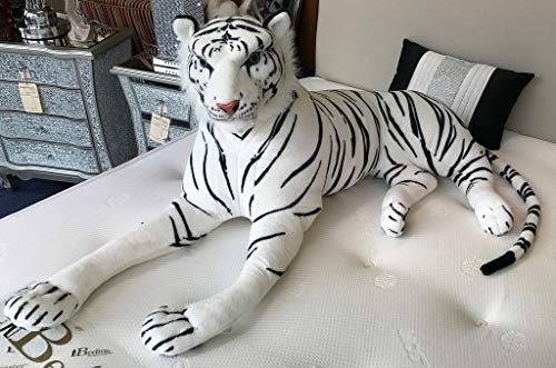 Sassy Home Peluche de tigre siberiano blanco de peluche, de un color, 130 x 36 x 48 cm
