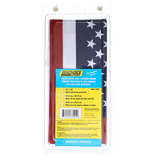 SEACHOICE Unisex's 78201 bandera de Estados Unidos teñida con impresión de nailon de 12 x 18 pies, múltiples, talla única