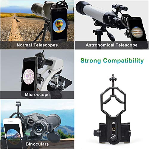 SEEKONE Soporte universal para teléfono móvil, para telescopio, prismáticos, monoculares y microscopios, compatible con iPhone, Sony, Samsung, Moto etc.