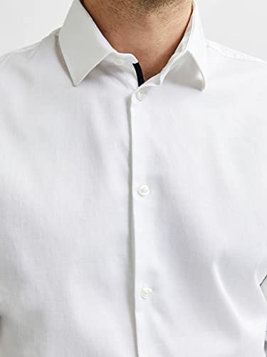 SELECTED HOMME Slhslimflex-Park LS B Noos-Camiseta Camisa, Blanco Brillante 1, M para Hombre