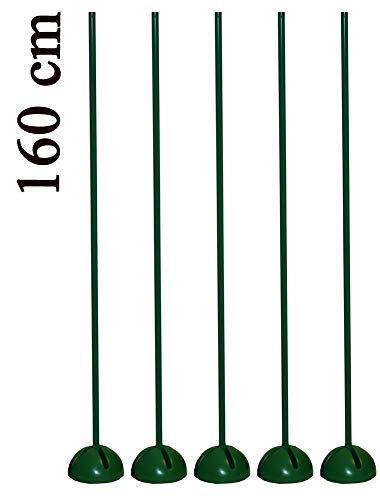 Set de 5X Picas de Slalom con Base en X rellenable 160 cm (2 x 80 cm con conexión de Enchufe), Color: Verde