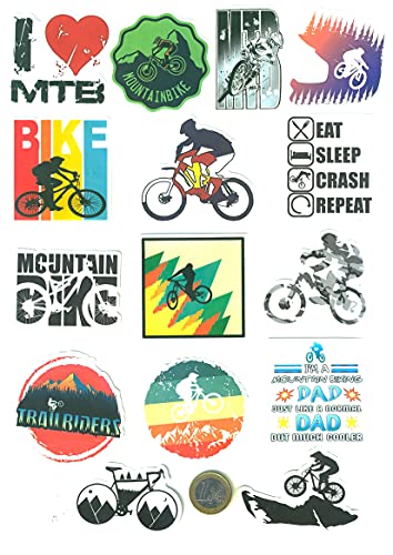SetProducts  Top Pegatinas! Juego de 50 Pegatinas di Mountain Bike Vinilos - No Vulgares - MTB, Bicicleta, Deporte - Scrapbooking, Personalización Portátil