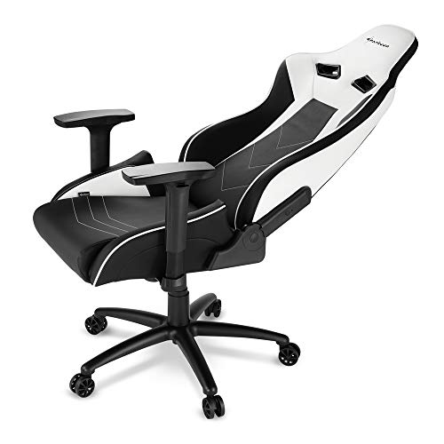 Sharkoon Elbrus 3 Chair silla de juego en blanco / negro, cuero artificial, 53 x 51 x 137 cm