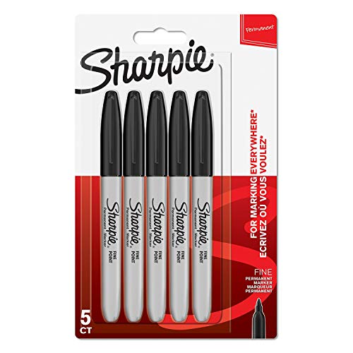 Sharpie 1986051 - Rotuladores permanentes, punta fina, paquete de 5, color negro