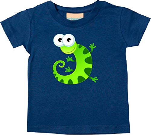 Shirtstown Bebé Kids-T, Gecko Iguana Lagarto Animales Animal Natural - Azul Marino, 36-48 Monate