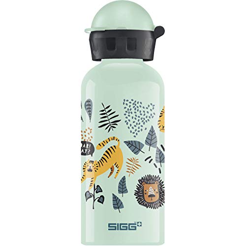 SIGG Jungle TZZ Cantimplora infantil (0.4 L), botella para niños sin sustancias nocivas y con tapa hermética, cantimplora ligera de aluminio