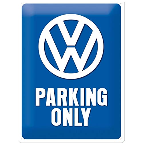 signs-unique VW Parking Only Placa Decorativa, Metal, Azul Indigo, 30 x 40 cm