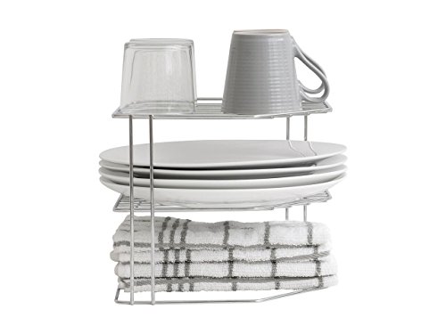 simplywire - Estantes para platos - Organizador de armarios de cocina - Diseño de 3 niveles - Cromado