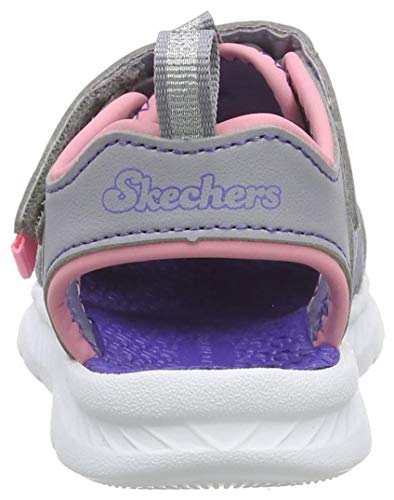 Skechers Sandalia C-Flex 2.0 Playful Trek, Gladiador, Gris Gray PU Hot Pink Trim Gypk, 24 EU
