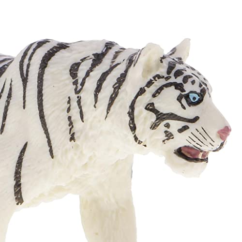 SM SunniMix Estatuilla Realista del Tigre Siberiano Blanco Animal Salvaje del Tigre para Juguete Educativo de Niños