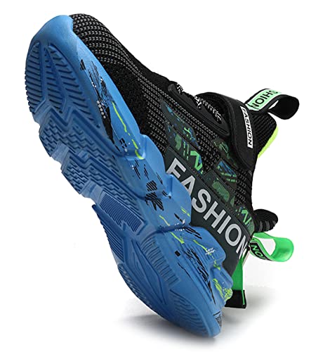 SMajong Zapatillas de Deporte Niños Niños Zapatillas de Correr Transpirables Zapatillas de Running Ligeras Zapatos para Caminar al Aire Libre para Niño, A-Negro 35 EU