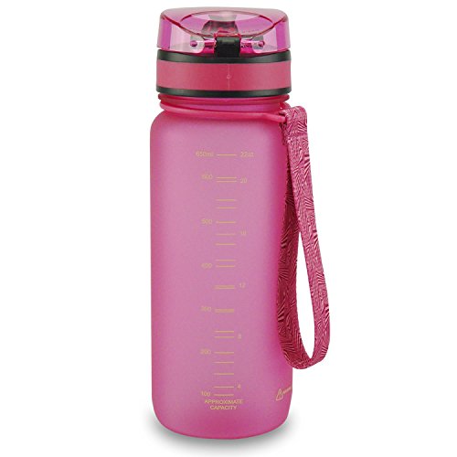 SMARDY Tritan Botella de Agua para Beber Pink - 500ml - de plástico sin BPA - Tapa de un Clic - fácil de Abrir - ecológica - Reutilizable