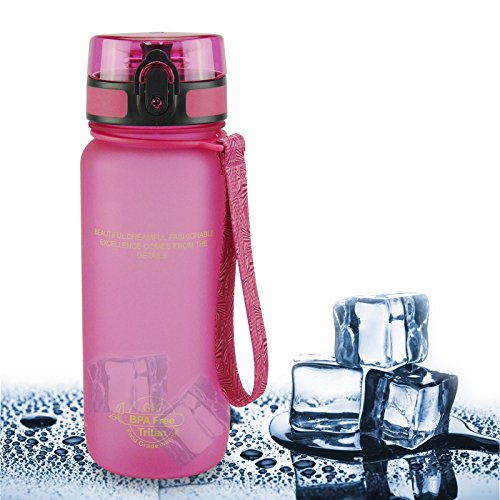 SMARDY Tritan Botella de Agua para Beber Pink - 500ml - de plástico sin BPA - Tapa de un Clic - fácil de Abrir - ecológica - Reutilizable