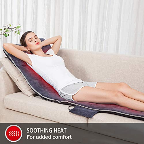 SNAILAX Colchoneta de espuma de memoria con calor, Colchón de masaje de calentamiento y vibración, cojín de masaje completo para aliviar el dolor