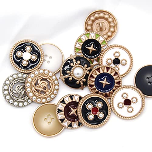 Snger Botones de Abrigo de Metal Dorado Perlado para Mujer para Ropa, Botones Decorativos Grandes Vintage, Accesorios de Costura, 6 uds.
