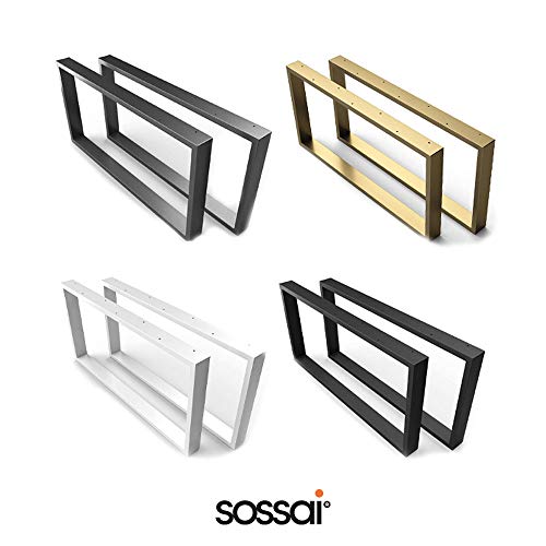 sossai® - Estructura para la mesa de la sala | CKK1 | 2 Piezas | Ancho 70 cm x Altura 40 cm | Color: Negro | Material: Acero | patas de mesa | carga pesada