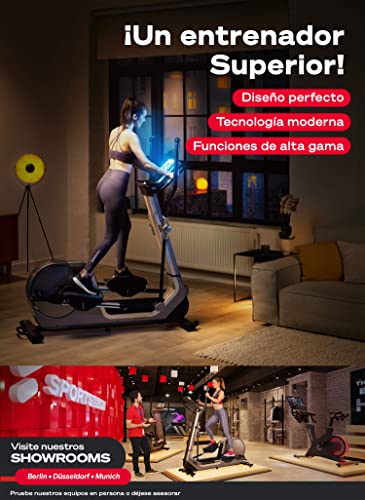 Sportstech Premium Bicicleta elíptica para Casa | Marca Alemana de Calidad | Eventos en Directo, App Multijugador & Consola Android | Elíptica para casa LCX800 | 12 programas & HRC-Mode - Volante 24Kg