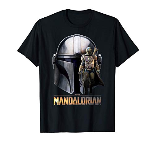 Star Wars The Mandalorian Helmet Portrait Mashup Camiseta