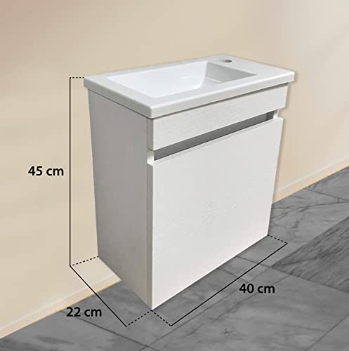 STARBATH PLUS - Conjunto de Mueble de baño suspendido con Lavabo Plástico ABS Ador - Lavabo suspendido - Mueble de baño con Lavabo - 40 x 22 cm