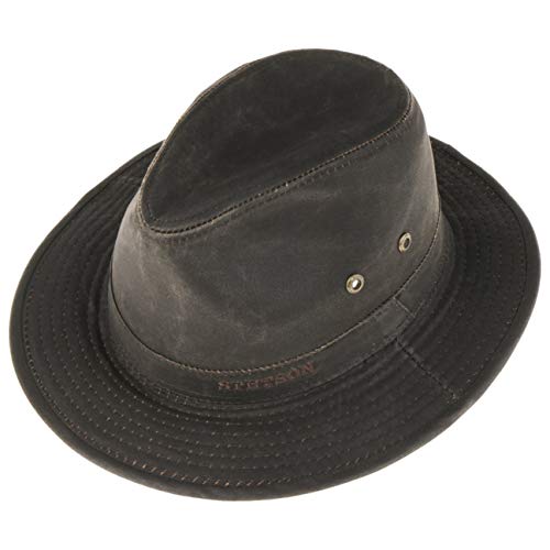 Stetson Sombrero vagabundo Traveller para Hombre - Sombrero Aventurero de algodón con protección UV 40+ - Sombrero de Exteriores Estilo Retro - Verano/Invierno - marrón XL (60-61 cm)
