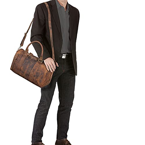 STILORD 'Keanu' Bolsa de Viaje Cuero Hombre Vintage Maleta de Mano Deporte Bolso para Equipaje de Cabina de de Piel auténtico, Color:marrón - Medio