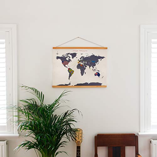 SUCK UK Punto de Cruz Adultos | Kit de Bordado para decoración Personalizada de habitación | Mapa del Mundo Arte de Pared, poliéster, Gris, 1.80x59.20x44.00 cm