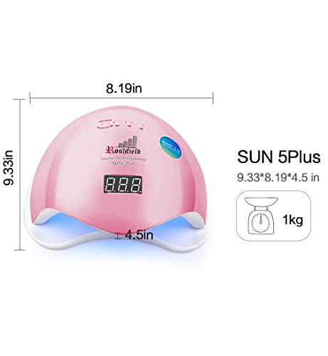 Sun 5 Plus Lampara LED Uñas UV 48W con 3 Temporizadores (10s, 30s, 60s, +99s), Sensor Automático y Diseño Portátil, Secador de Uñas para Manicura/Pedicure Nail Art en el Hogar y el Salón