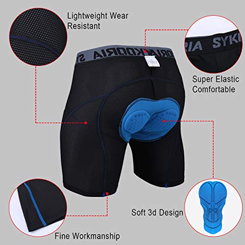 Sykooria Pantalones Cortos de Ciclismo para Hombre Pantalón Cortos de Bicicleta de Montaña Transpirables de Gel Antideslizantes 3D