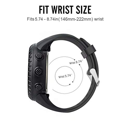 T-BLUER Watch Band Compatible for Suunto Core Correa,Accesorio de Pulsera de Correa de Repuesto de Silicona y Funda Protectora de Cubierta Completa para Suunto Core Smart Watch,Negro Gris